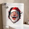 Funny Holiday Party Decorations Santa Toilet Sticker Christmas Lid Decal Self-Adhesive 3D Durable Festive Home Accessories Hole Waterproof PVC Wall