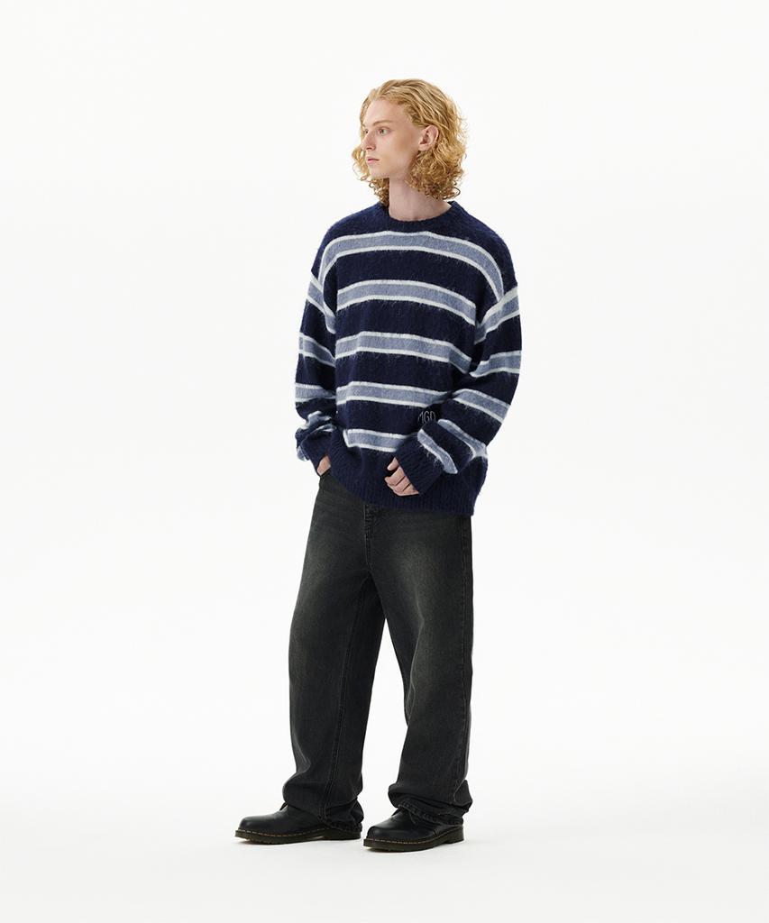 MAHAGRID Hairy Stripe Knit Sweater Navy(Mg2Ffmk600A)