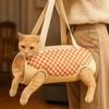 Freihändige Katzentransporttasche Karierte Haustier-Brusttasche Atmungsaktive Reise-Schlinge für Katzen & Welpen Outdoor-Nutzung