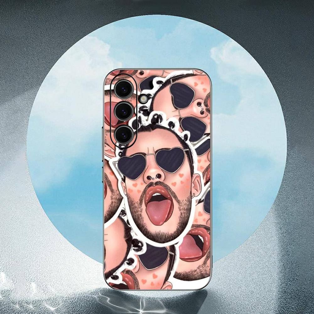 B-Bad Bunny-Y Luxury Black Phone Case For Samsung Galaxy S23 S24 S25 Ultra S22 Plus S21