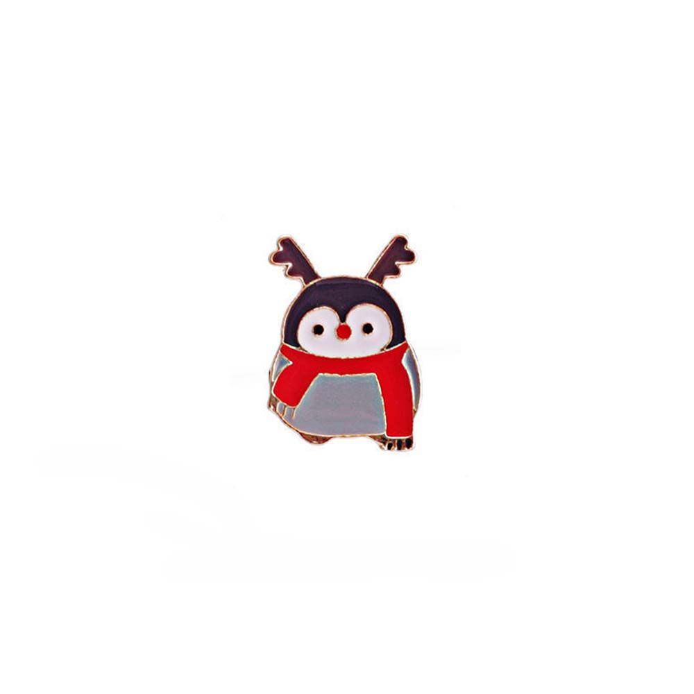 Male Korean Style Badge Christmas Penguin Brooches Lovers Fashion Jewelry Women Clavicle Chain