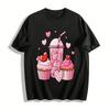 Valentine's Day Heart Dessert Print Casual Top Pure Cotton T-shirt