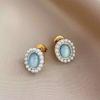 Round French Xiaoxiangfeng Premium Sense Geometric Opal Earrings Light Luxury Accessories Versatile Factory