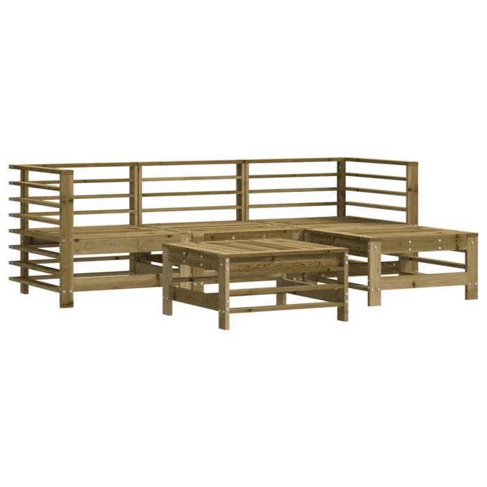 VidaXL Salon de Jardin avec Coussins 5 pcs, Canapé avec Dossier et Accoudoir, Ensemble de Meubles avec Table Basse Patio 3185807