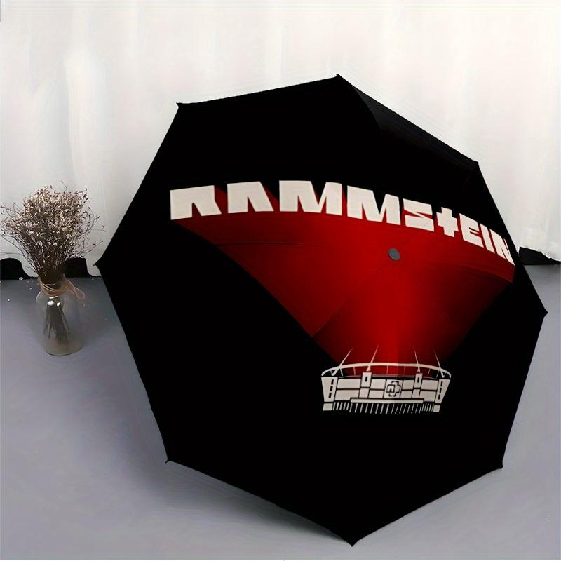 1pc RAMMSTEIN Automatic Folding Umbrella, Portable Collapsible Design, 8-Rib Iron Frame, , All-Season Casual Outdoor Accessory for Christmas Birthday