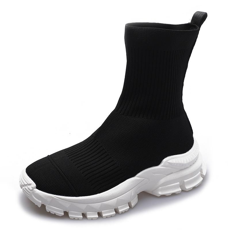 Knit Socks Boots Womens Fashion Trends New Sports Shoes Platform Chelsea Slip-On Casual Elegant Black Sneaker