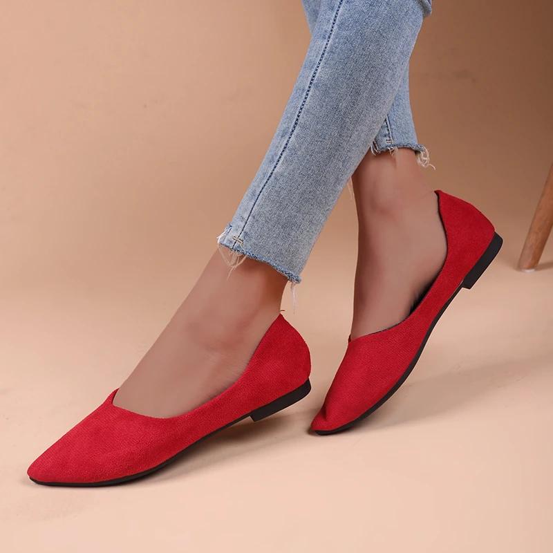 

Модная женская обувь на плоской подошве, балетки из флока, легкие лоферы, элегантная мягкая подошва, обувь для мам, туфли Мэри Джейн 43 красный