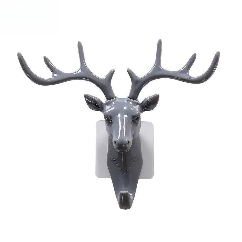 2pcs Wall Hanging Hook Vintage Deer Head Antlers for Hanging Clothes Hat Scarf Key Deer Horns Hanger Rack Wall Decoration