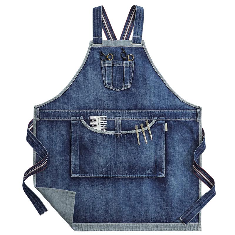 Washable Cotton Denim Apron for Catering, Painting, and Hairdressing