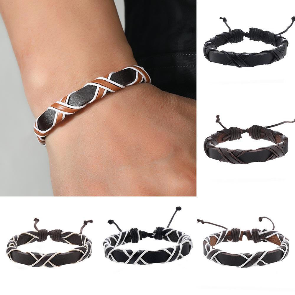 Handwoven Cross Design Bracelet for Men Adjustable Multilayer Minimalist Rope Wristband Stylish Boho Outdoor Sports Bracelet