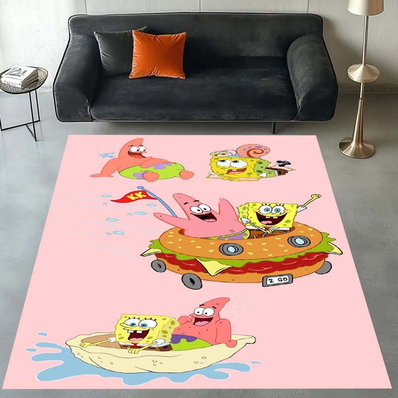 3D S-SpongeBob Patrick Star Cartoon Carpet Rug for Playroom Bedroom Living Room Sofa Home Decor,kids Area Rug Non-slip Floor Mat