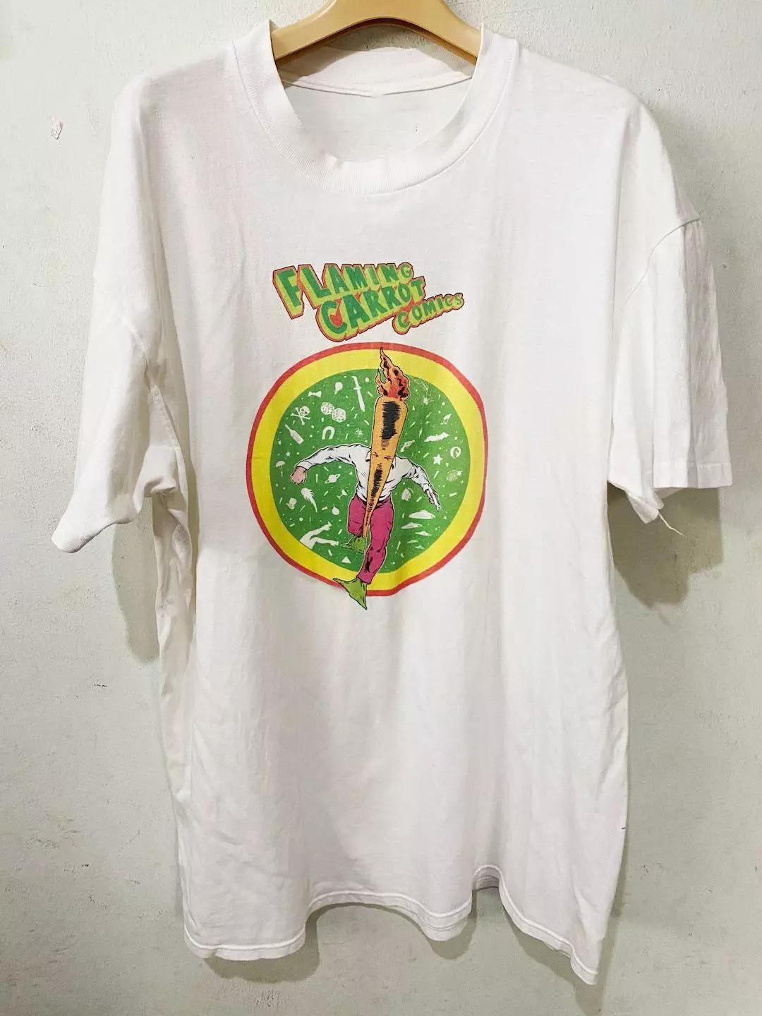Flaming Carrot in white Cotton Tee short sleeve Unisex All Shirt S