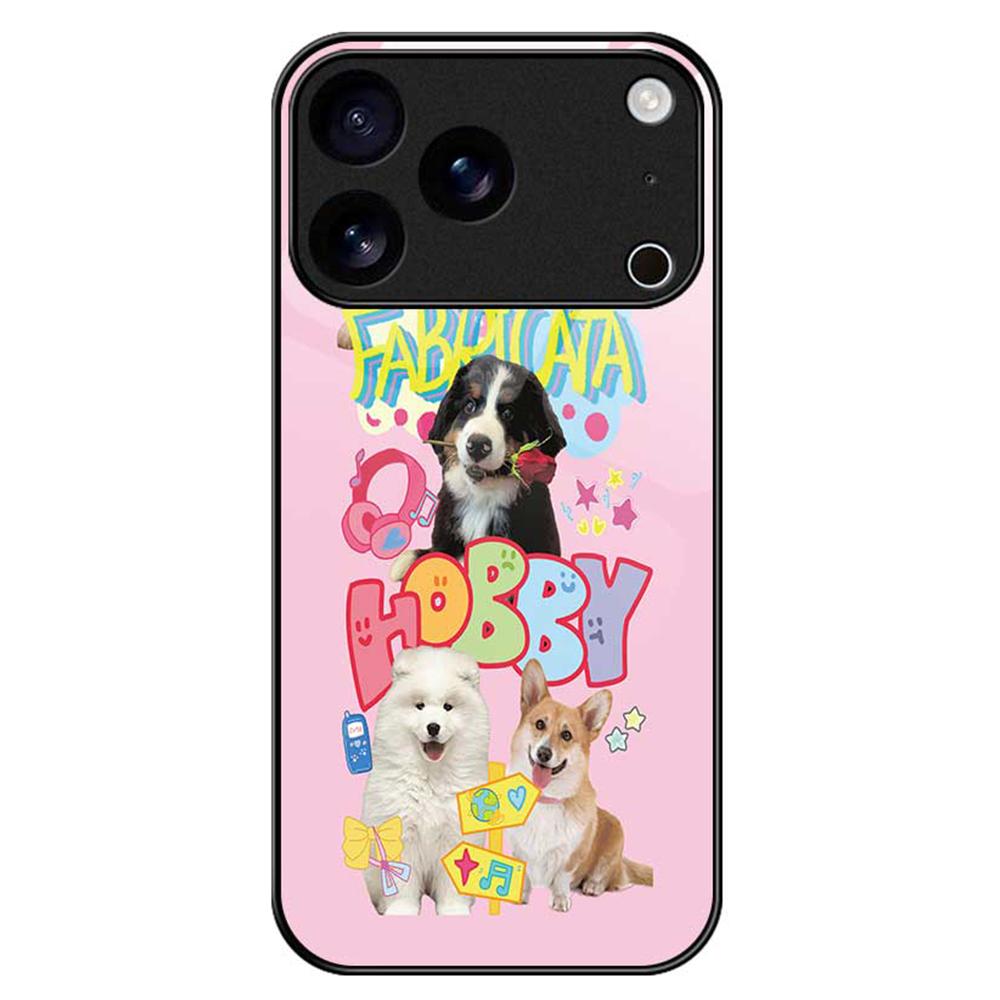 For iPhone 17 Pro Case PC TPU Tempered Glass Pattern Printing Phone Back Cover