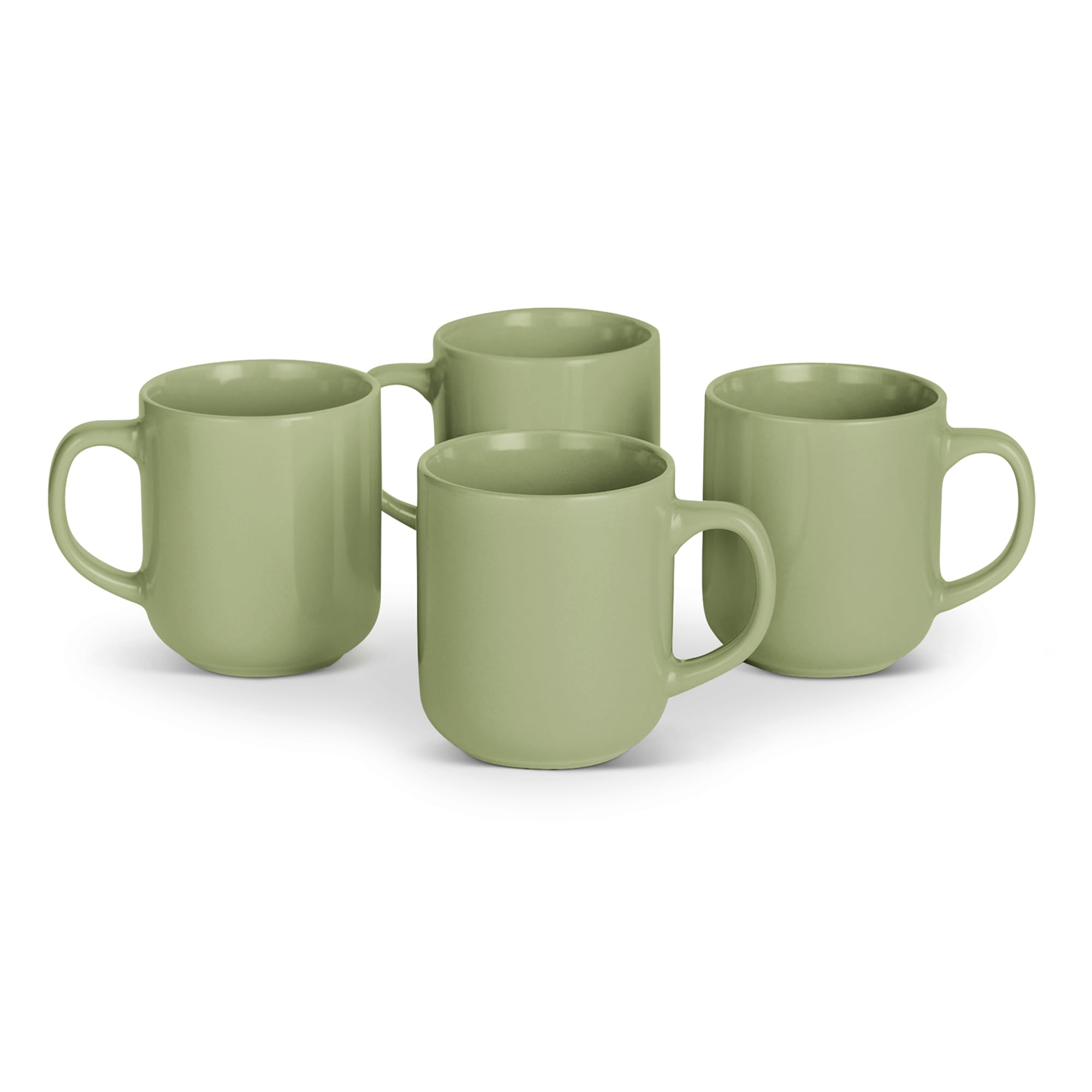 

Amazon Basics Glazed Stoneware Coffee Microwave Dishwasher Olive Mugs, 4-Piece Set, 473ml, & Safe,