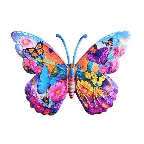Decorazione Murale a Farfalla in Metallo Resistente alle Intemperie Uso Esterno Ferro Durevole Lavorazione Piatta 2D Colori Vivaci Stampati UV Facile da Montare Giardino Patio