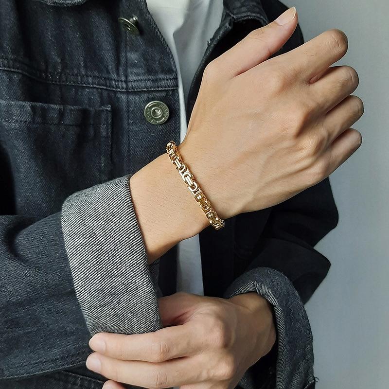 THICK GOLD BRACELET Men' Bracelet ROYAL Byzantine + FREE