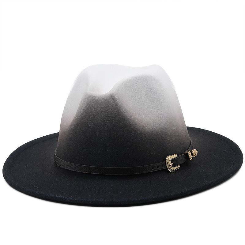 New European and American Fashion Spray Paint Top Hat Woolen Top Hat Men's and Women's Trend Big Edge Felt Hat Autumn and Winter Jazz Hat