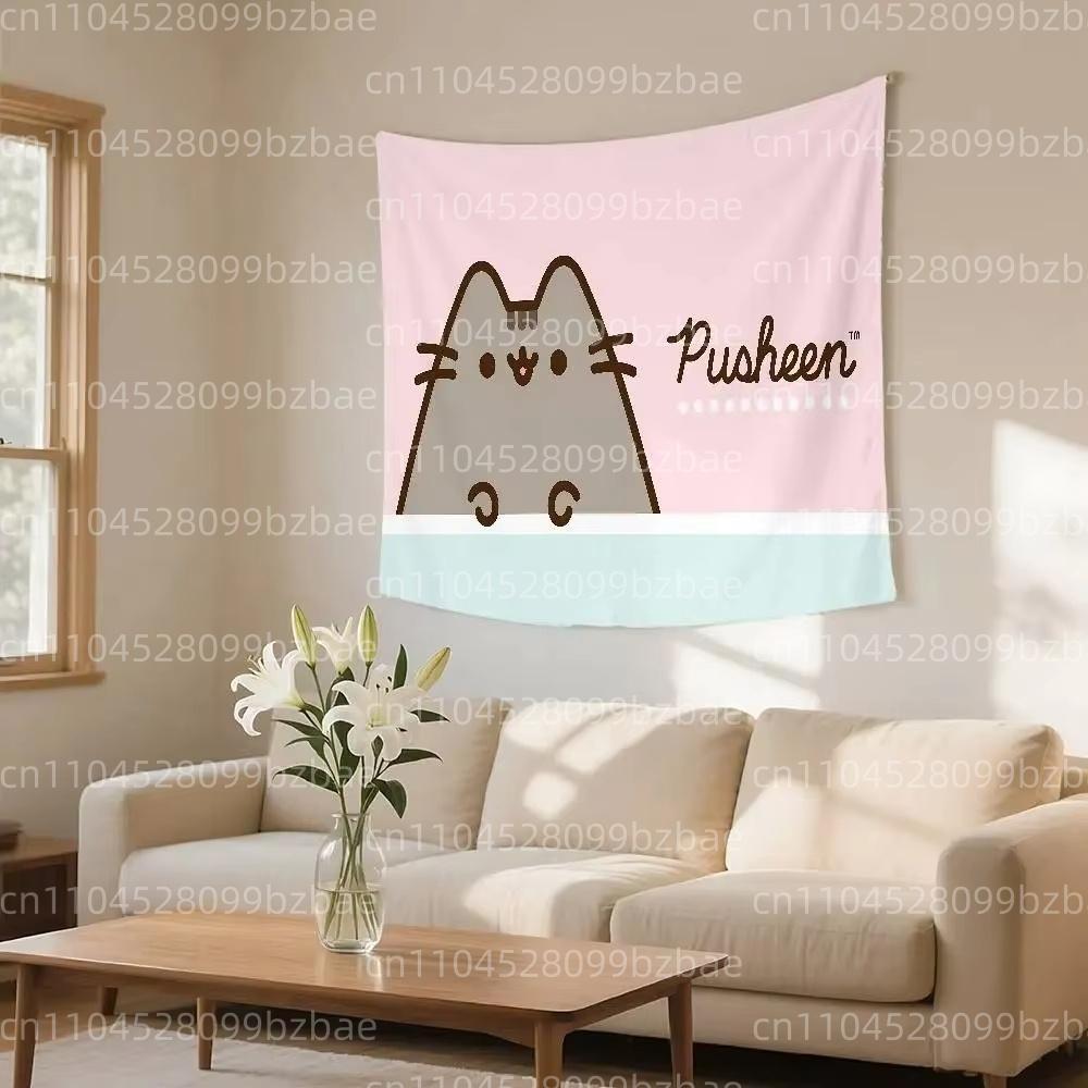 Sanrio Hello Kitty and Cat Cartoon Print Tapestry Bedroom Decoration Celebration Background Design Kawaii Anime Home Decoration
