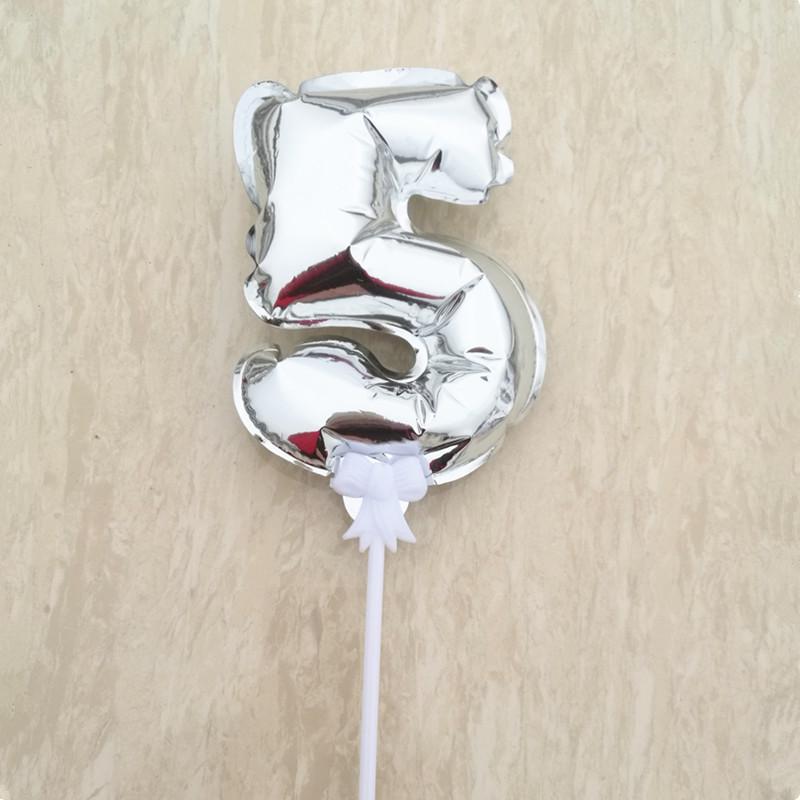 Balon din aluminiu auto-gonflabil de 14 cm cu număr, decor pentru tort, petrecere de aniversare 0-9 inserție.