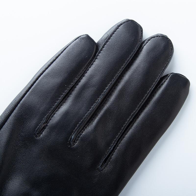 Herbst- und Wintermode Echte Lederhandschuhe aus Schafsleder für Damen mit Samt warm Nagelschnalle Korallensamt Touchscreen Outdoor Reiten Fahren