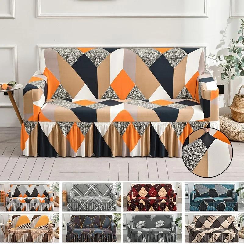 Elastyczna spódnica narzuty na sofy do salonu elastyczne narzuty na sofę funda sofa krzesło narzuta na sofę Home Decor duży rozmiar 350cm