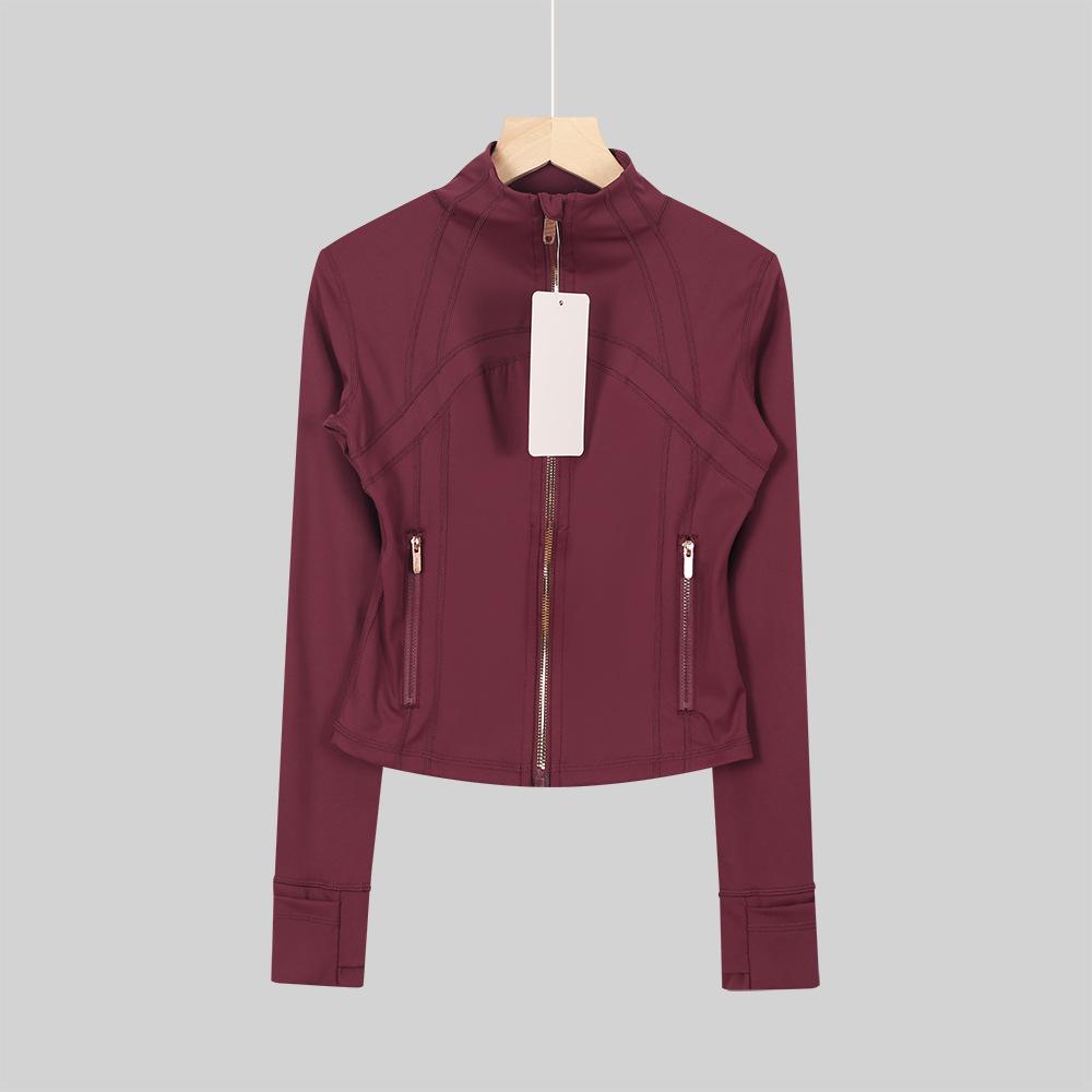 LULULACIE Women's Gold Zipper Stand-up Collar Slim Fit Sports Jacket