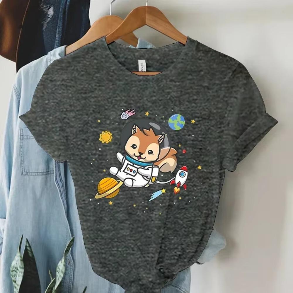 Nouveau T-shirt Hip Hop d'été Homme Femme imprimé écureuil de l'espace Harajuku T-shirts manches courtes femme homme marque T-shirts hauts surdimensionnés