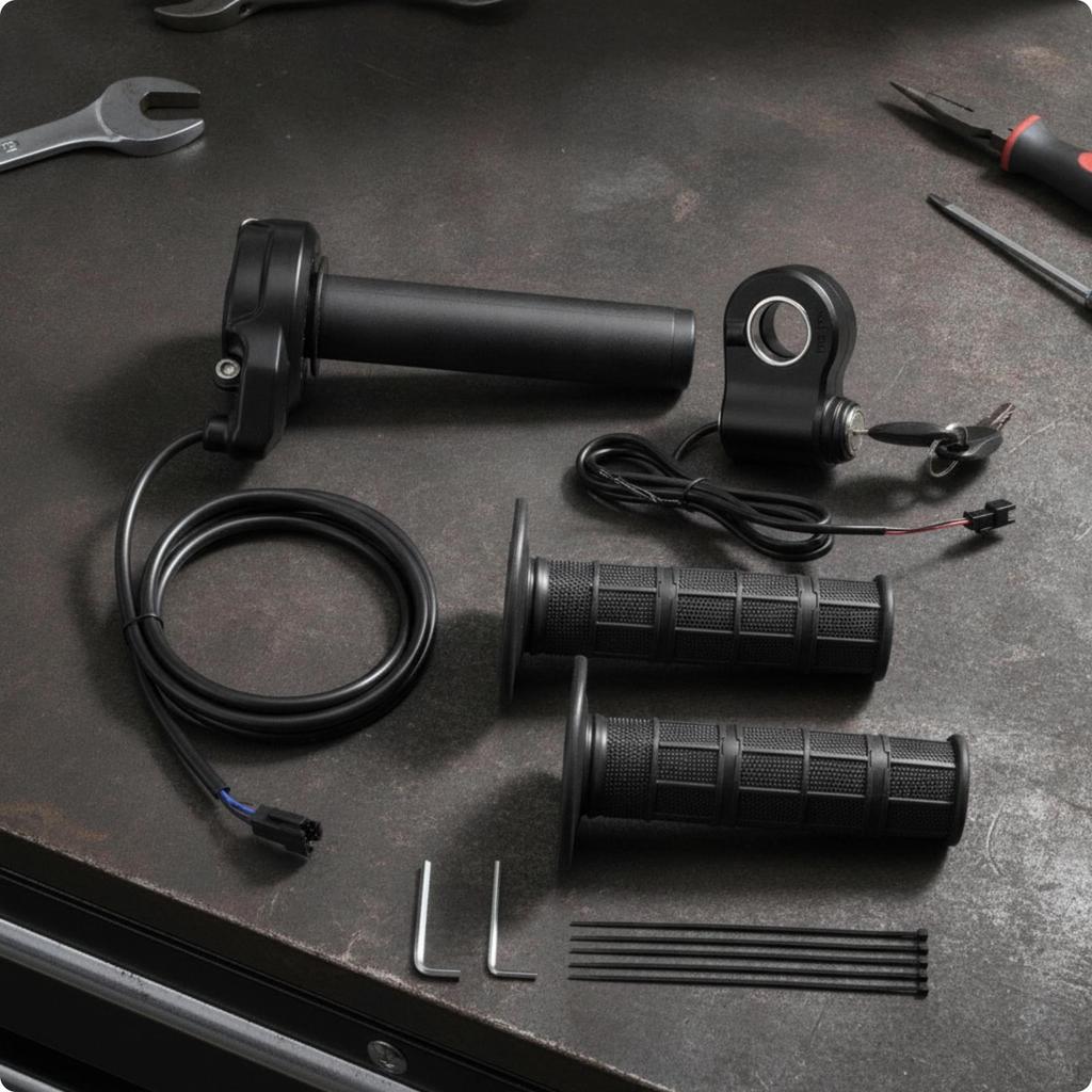 Twist Throttle with Keys Electric Grip Set Key Keyed for Riders, Builders, Rough