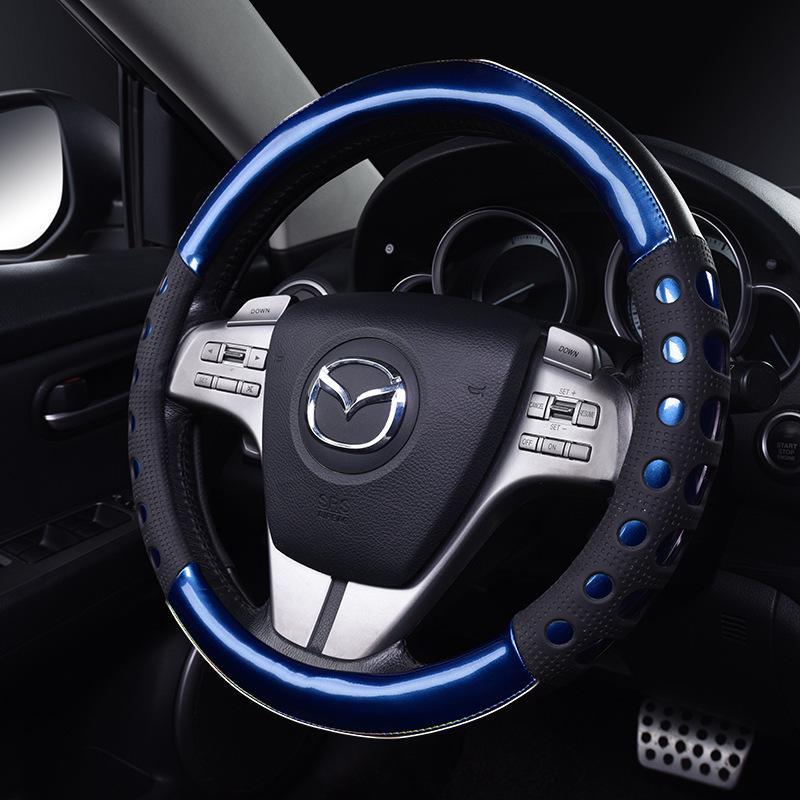 Universal Non-slip Car Steering Wheel Cover, All-Season Soft Grip, Colorful Rain Curtain Grid, Fits 38cm Diameter, Sweat-absorbent