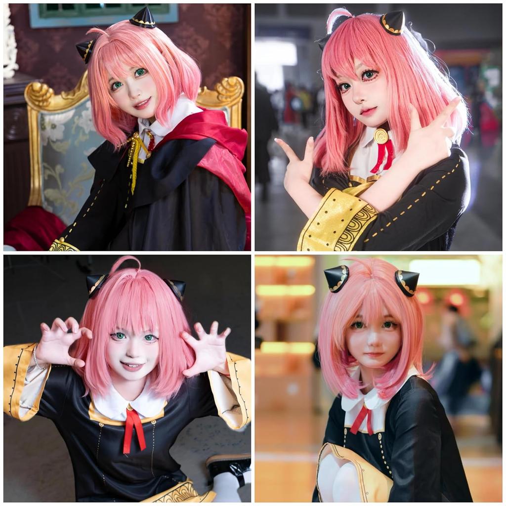 Anime SPY×FAMILY Role Wig Stage Sitcom Perform Clothing Match Simulation Short Hair Anya Forger Character Modeling Bob Haircut