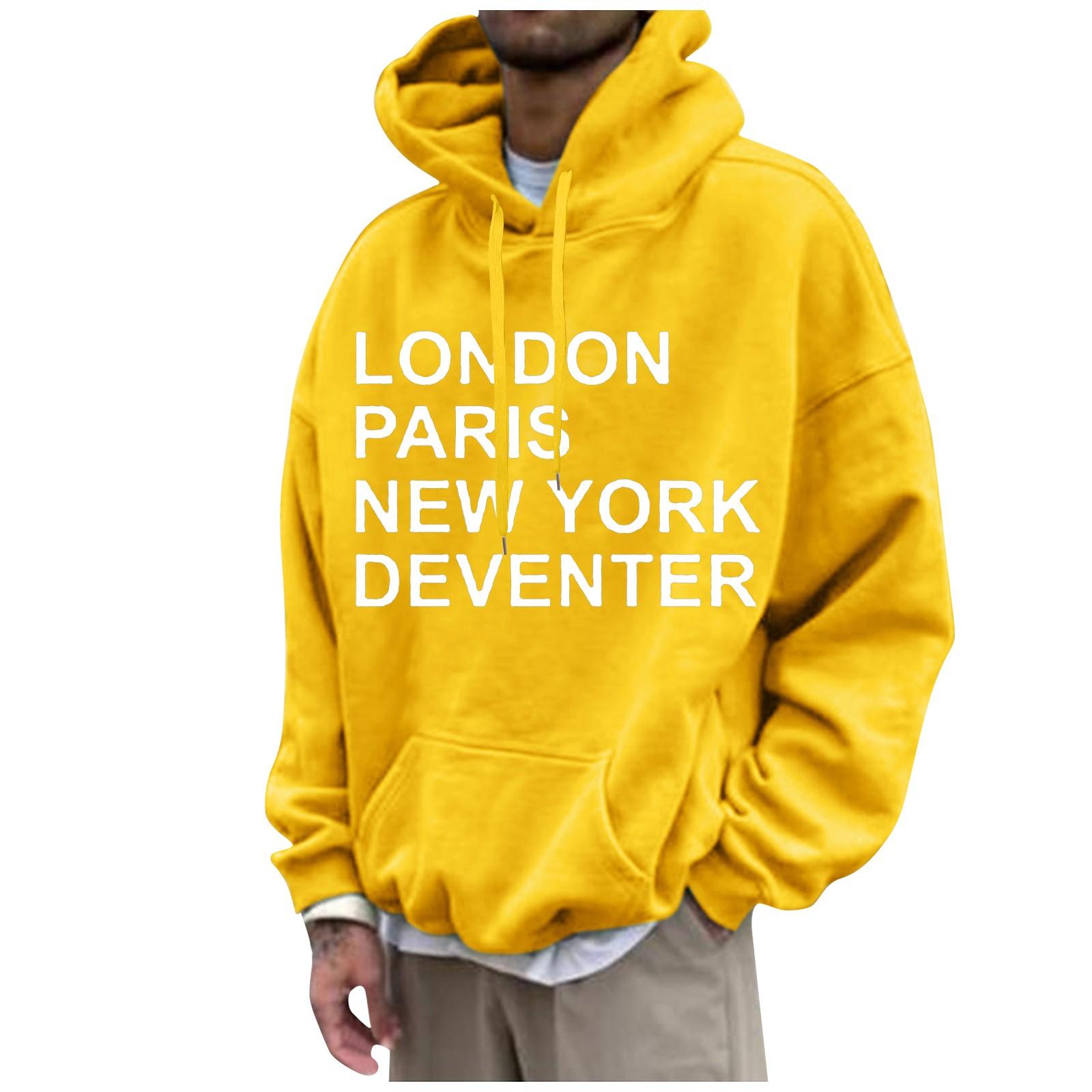 Мужская свободная толстовка с капюшоном с принтом мужская повседневная модная спортивная толстовка XL жёлтый 2237₽