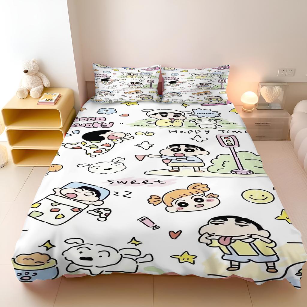Cartoon Crayon Shin-Chan Bedroom Set 3-Piece Duvet Cover Children'S Printed Home Co-Branded Mattress Bedding Set