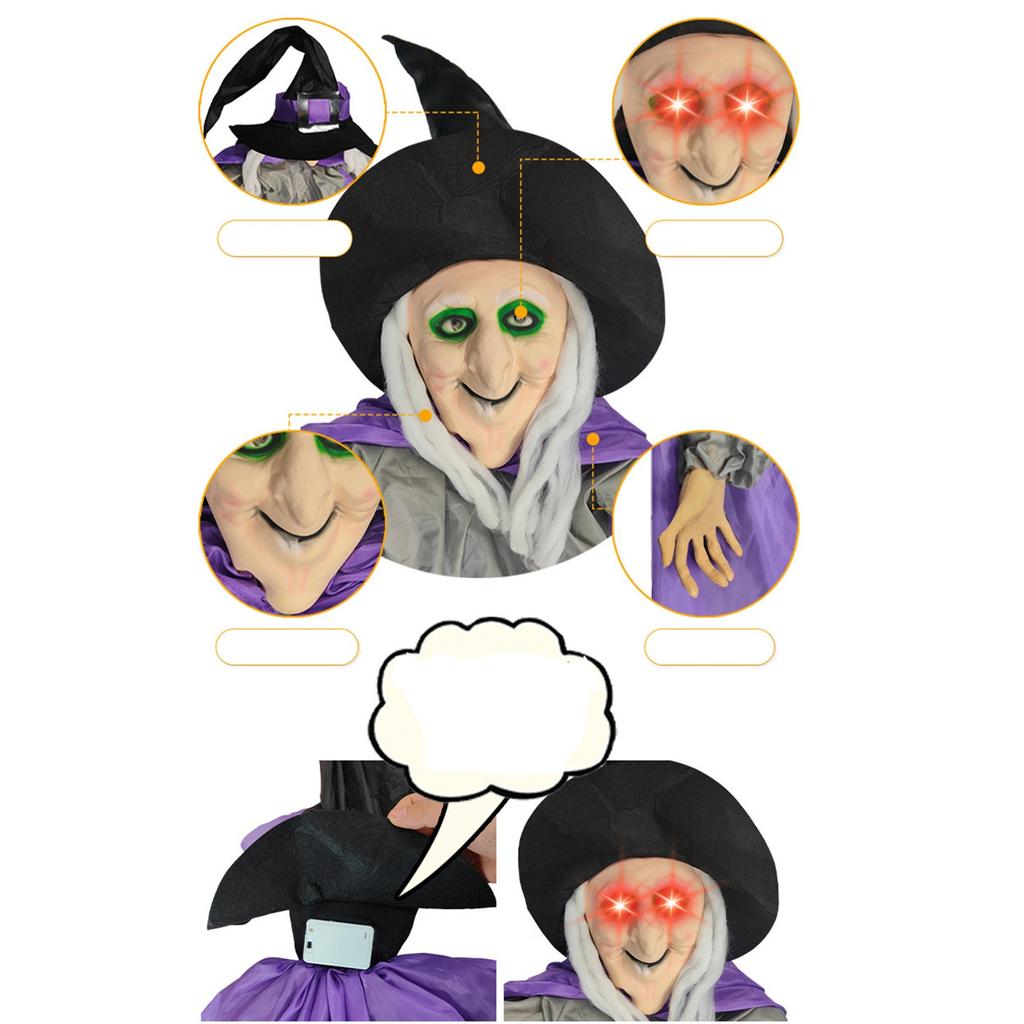 Halloween Decoration Voice Control Witch Large Hanging Luminous Soundmaking Bar House Horror Decoration