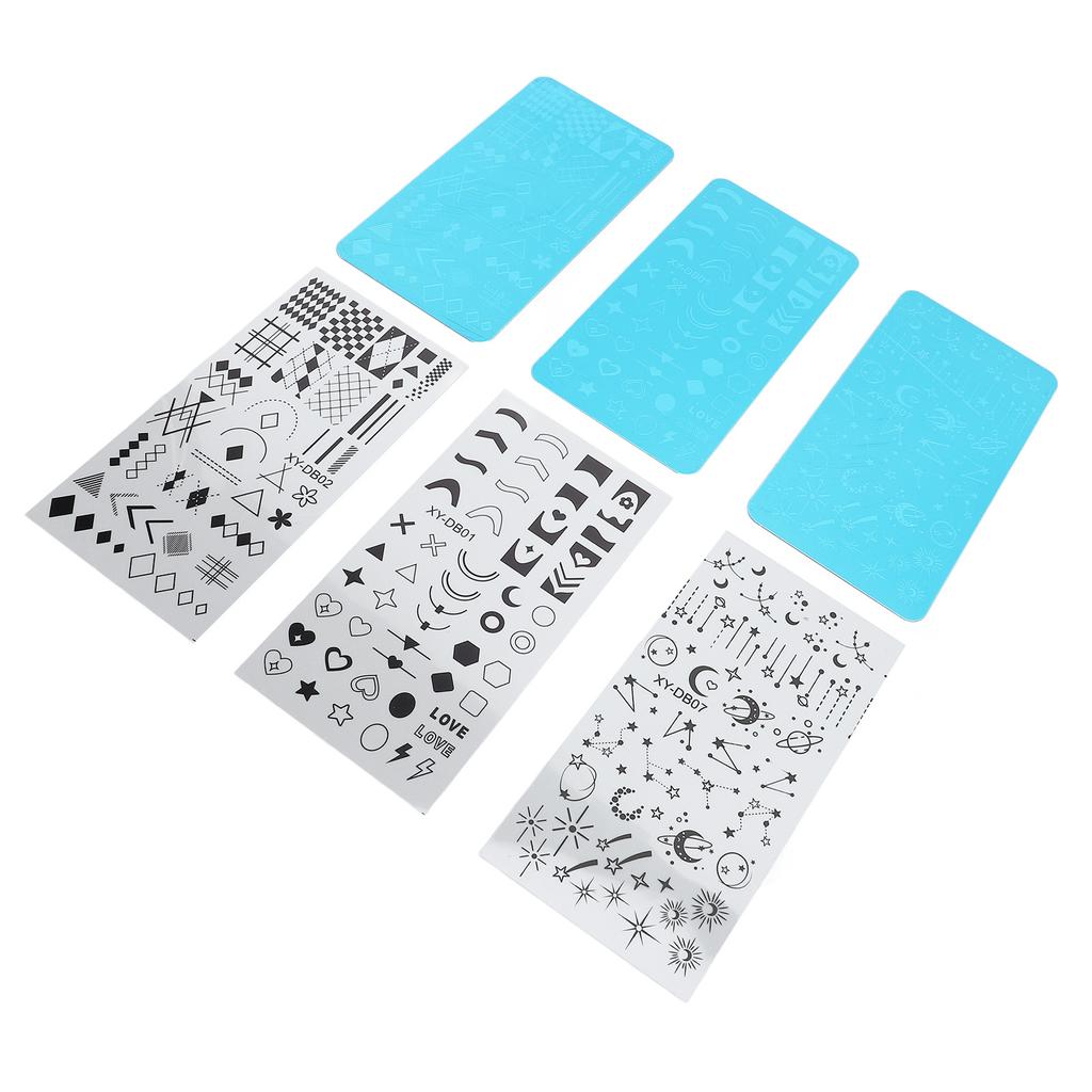 Nail Stamper Kit Stainless Steel Protective Blue Film Different Patterns Irregular Images DIY Tools