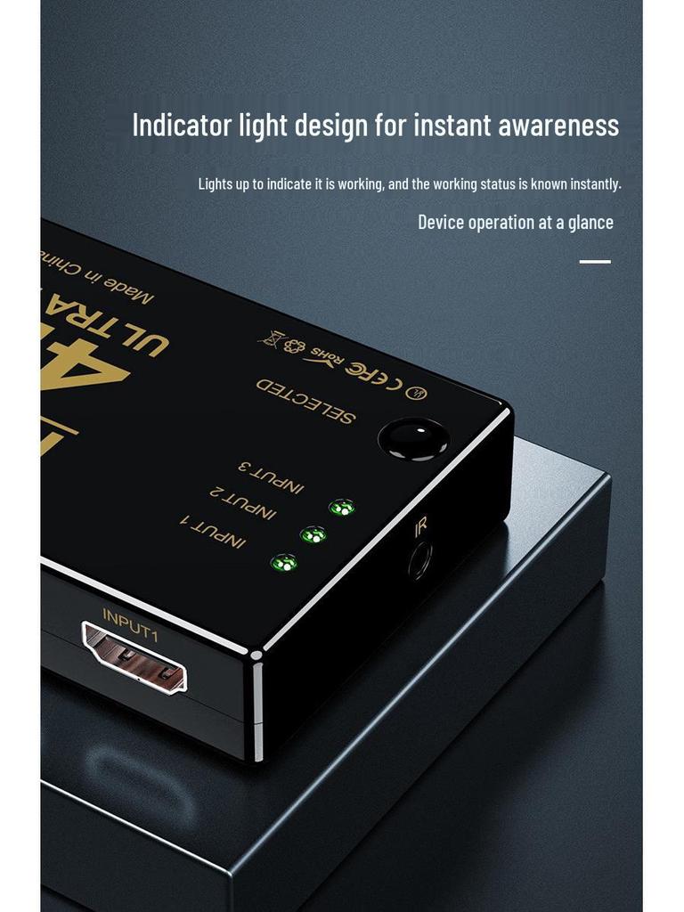 4K HDMI Switch with Remote Control: 5 in 1 Out, 3 in 1 Out, High-Definition Converter
