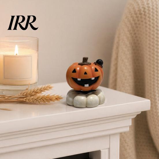 Spooky Tabletop Accents Halloween Figurine, Small Resin Rotating Ghost Skull Pumpkin Gravestone Collectible Figures Statue, Ornament for Home