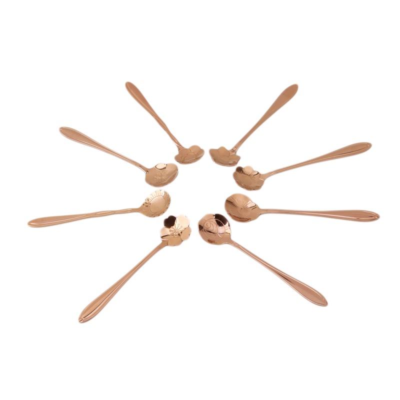 Flower Spoon Afternoon Tea Server Stainless Steel Small Spoon Gold Plated Coffee Rose Spoon