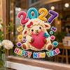 2D Flat Print Happy New Year Window Stickers Large Size 5D Window Glass Decor  Room