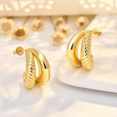Double-layer Twisted Earrings Without Fading C-shaped Irregular Earrings
