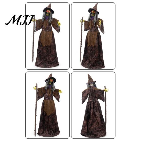 Tema Oscuro Ornamenti per Feste Halloween Animatronics Spaventosi Decorazione Strega, Attivato dal Suono in Piedi con Sensore di Movimento Inquietante Oggetti di Scena Infestati