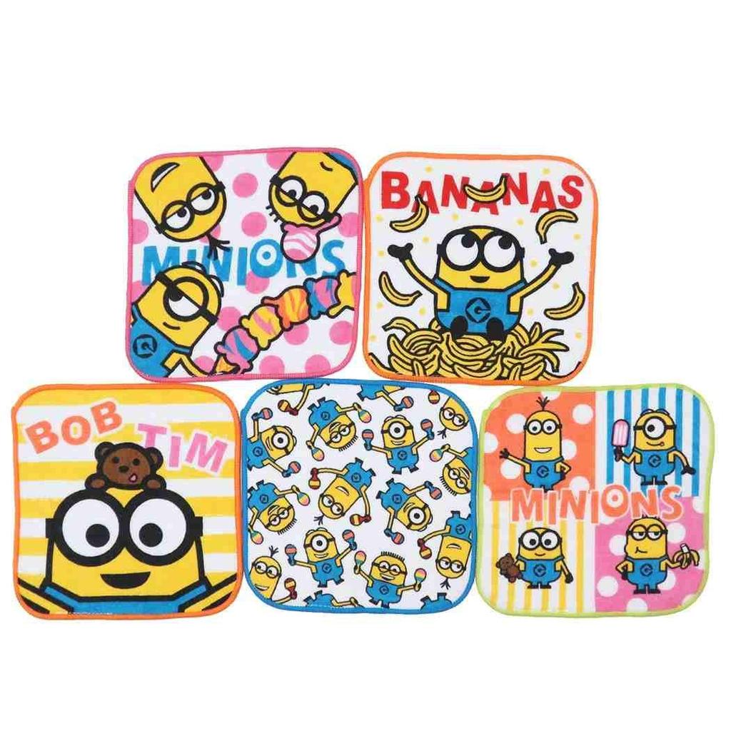 Marushin Mini Set of Minion Party School for Boys and 4805043400 Towels, 5, Days, Minion, Preschool/Kindergarten/Elementary Supplies, 15x15cm, Girls,