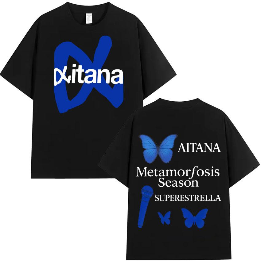 Summer Hot Sale Trendy 2025 Singer Aitana Ocana Tour Hippie T Shirts Cotton Tshirt Mens Y2K Casual Short Sleeves Tops Streetwear