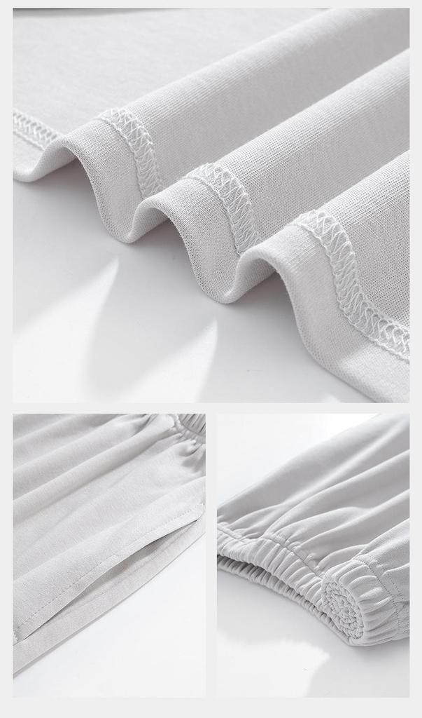 2026 Spring Men's Pure Cotton Casual Pajamas - Solid Color, Round Neck, Indoor/Outdoor Wear