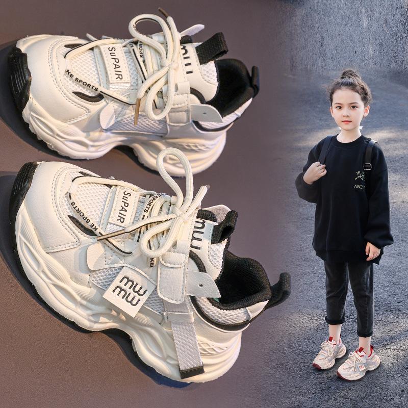 Buty dziewczęce 2025 jesień nowe dziecięce siateczkowe sportowe buty do biegania wersja koreańska oddychające chłopięce casualowe buty taty