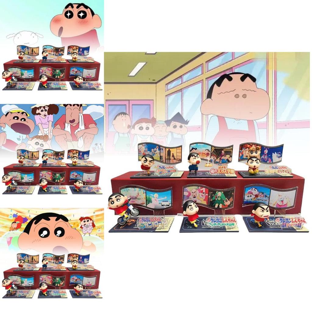 Collectible Crayon Shin-chan Running Movie Scene Series Pvc Figure Blind Box Toys
