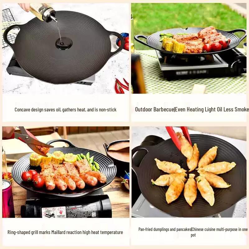 30cm Outdoor Camping Carbon Steel Grill Pan Set
