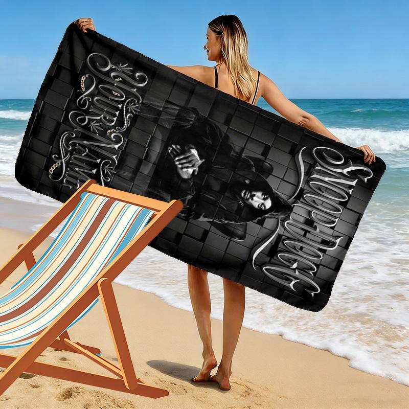 Name Custom Snoop Dogg Print Beach Towel, Large Soft Quick Dry Towel for Beach Camping Swimming