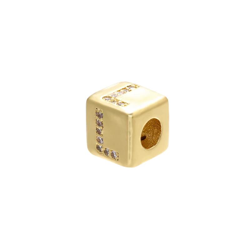 Gold-colored 8x8mm Square A-Z Letter Beads for DIY Handmade Bracelets, Earrings, and Jewelry Accessories Model:VZ246B