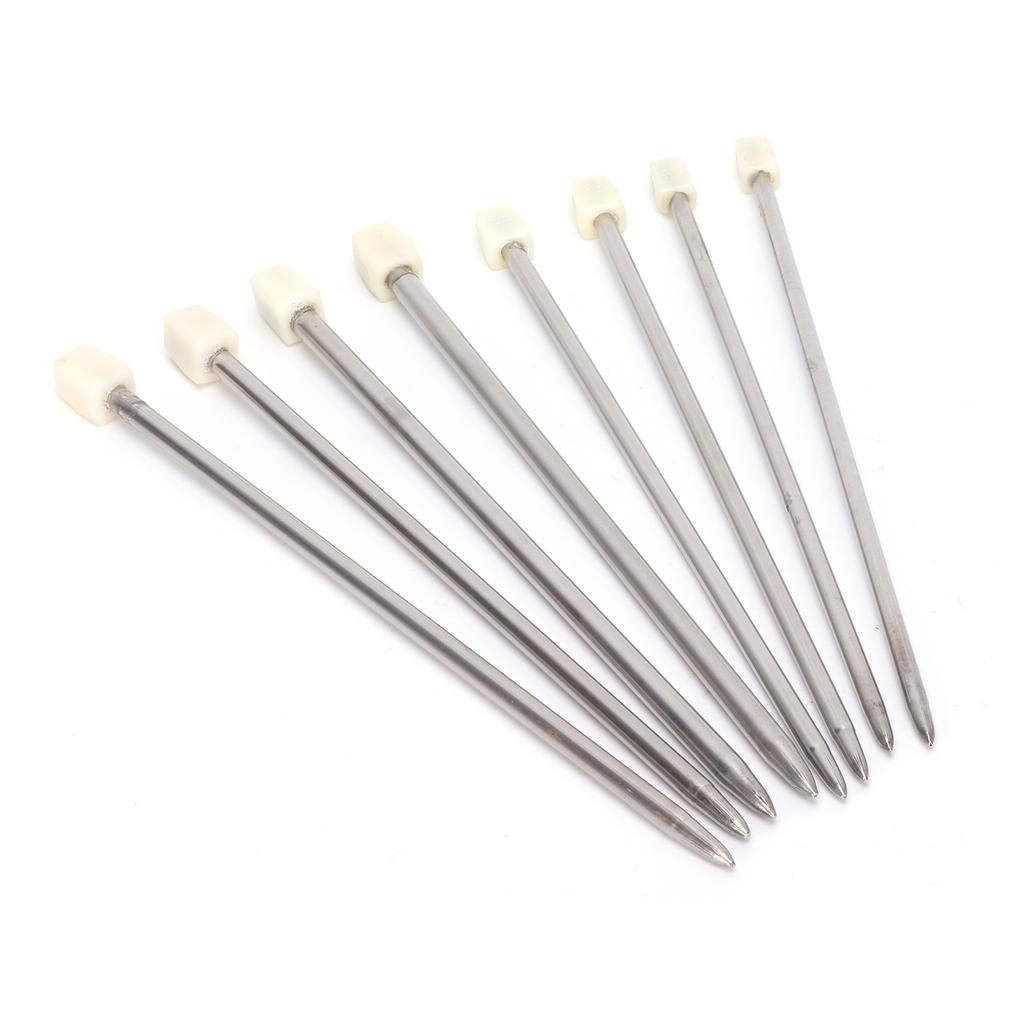 22Pcs Knitting Needles Stainless Steel Straight Single Pointed   Wool Weaving Tools(35cm )