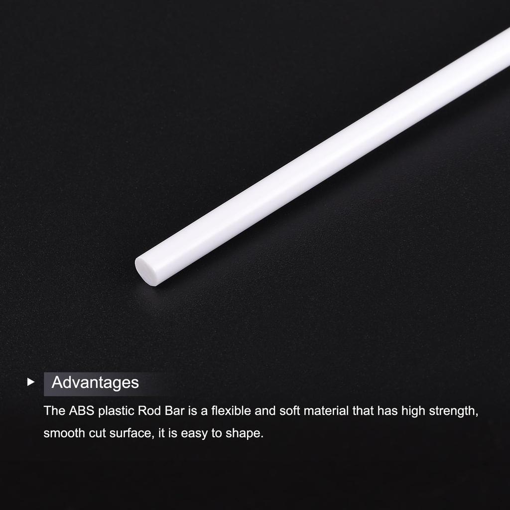 uxcell ABS Plastic Round Rods, 5mm x 500mm, DIY Model Making Materials, Architectural Model Making, DIY Sand Table, Pack of 20